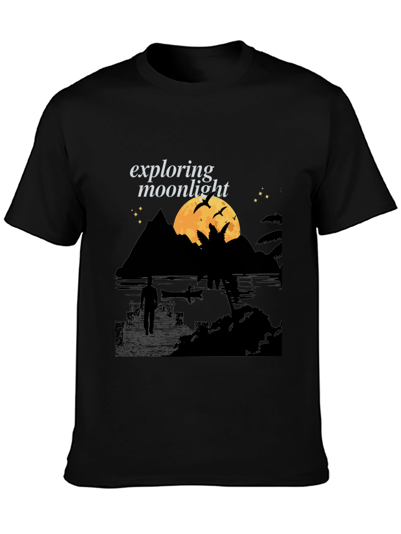 Exploring Moonlight Black Graphic Tee