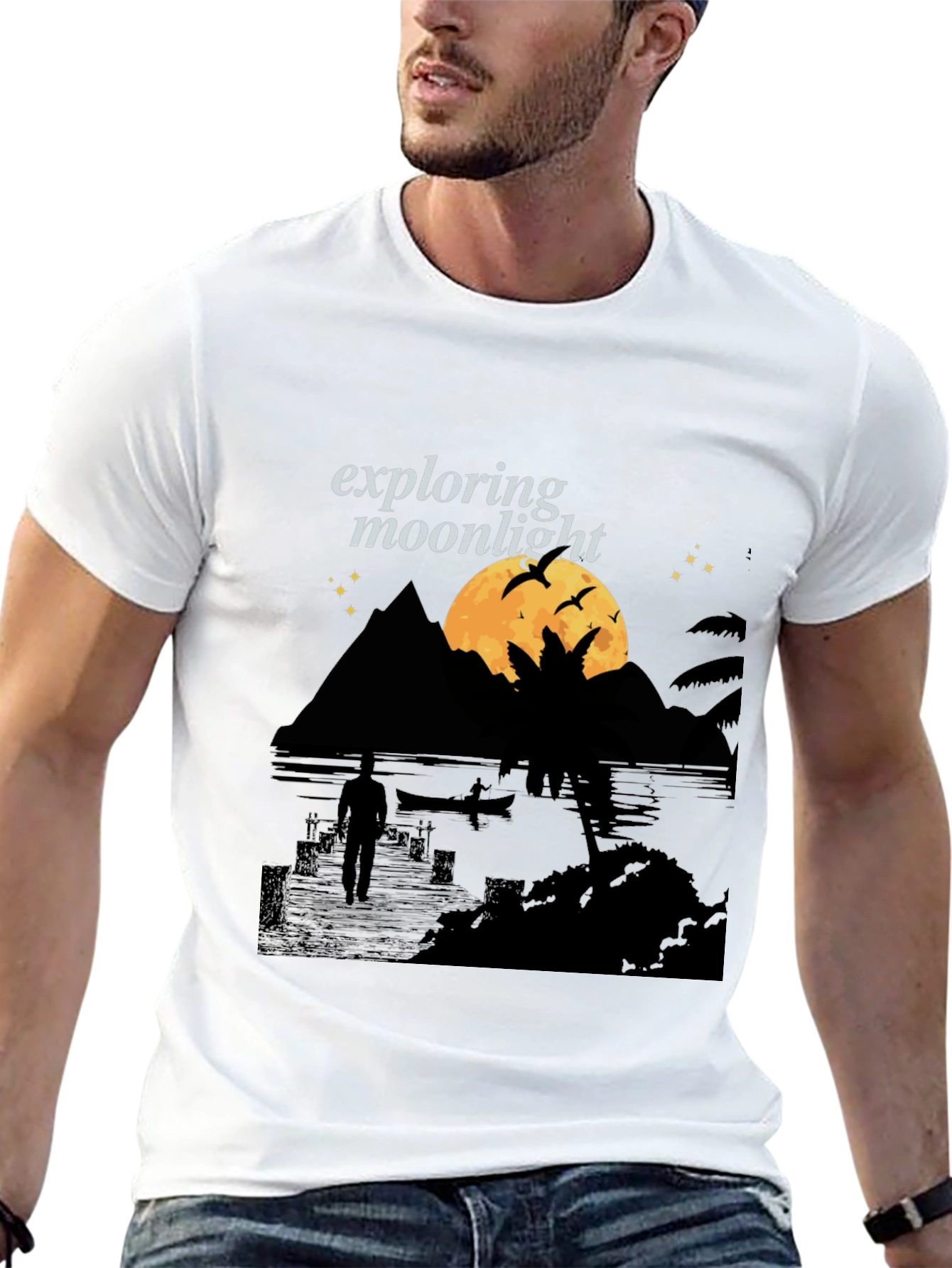 Exploring Moonlight Black Graphic Tee
