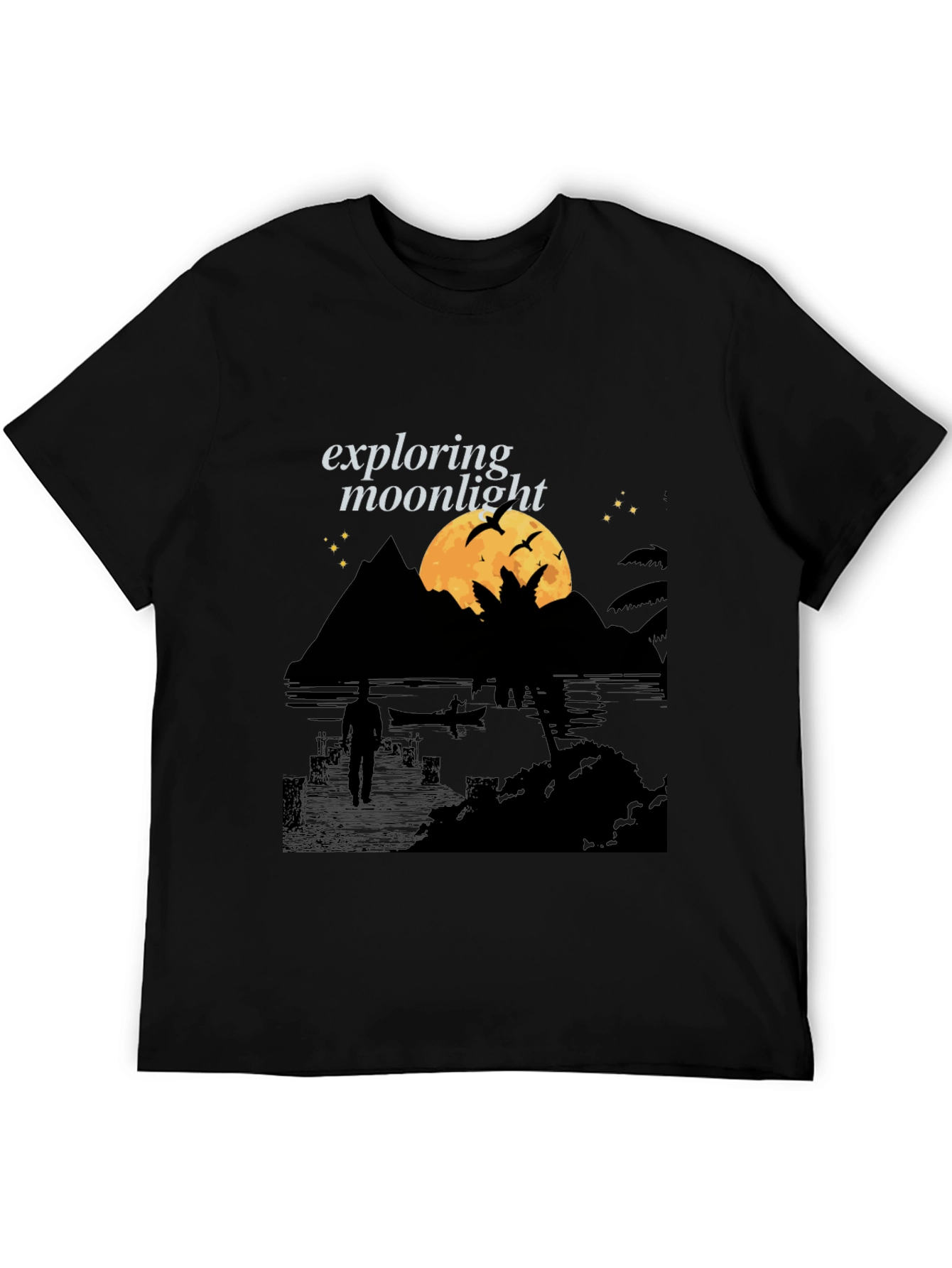 Exploring Moonlight Black Graphic Tee