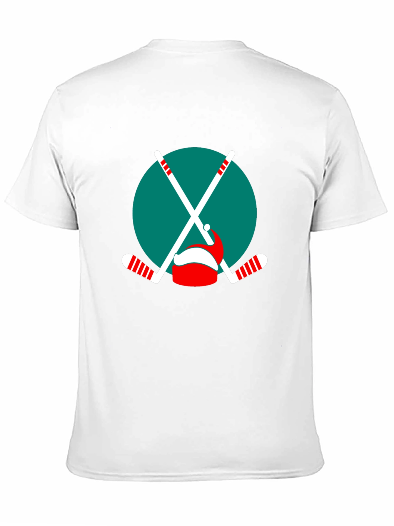 Festive Hockey T-Shirt: Santa Hat & Sticks
