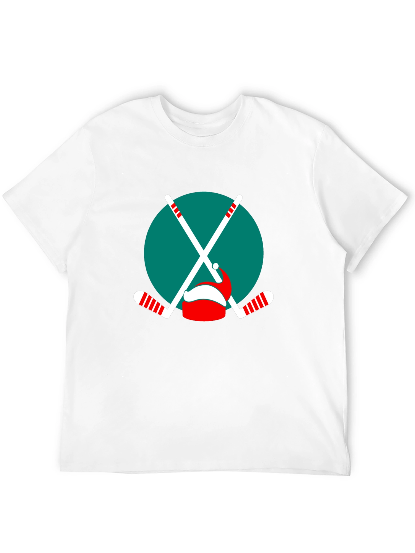 Festive Hockey T-Shirt: Santa Hat & Sticks
