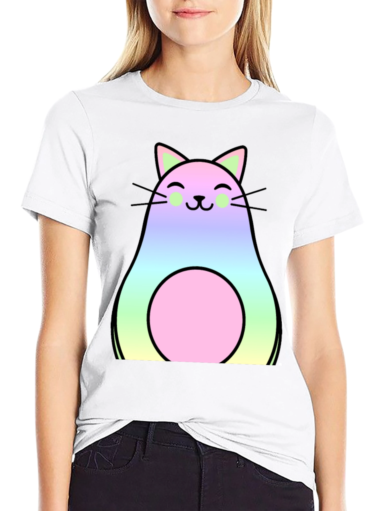 Avocado Cat T-Shirt - Kawaii Cute