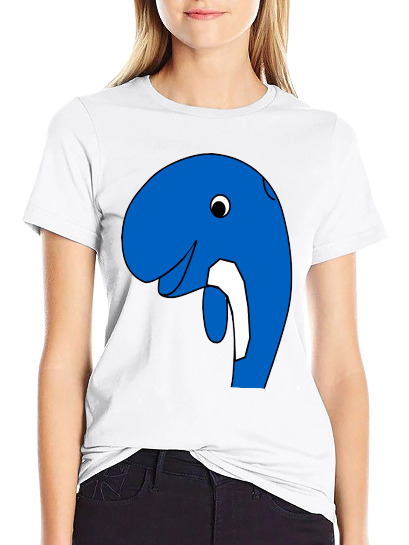 Blue Cartoon Animal Graphic Tee