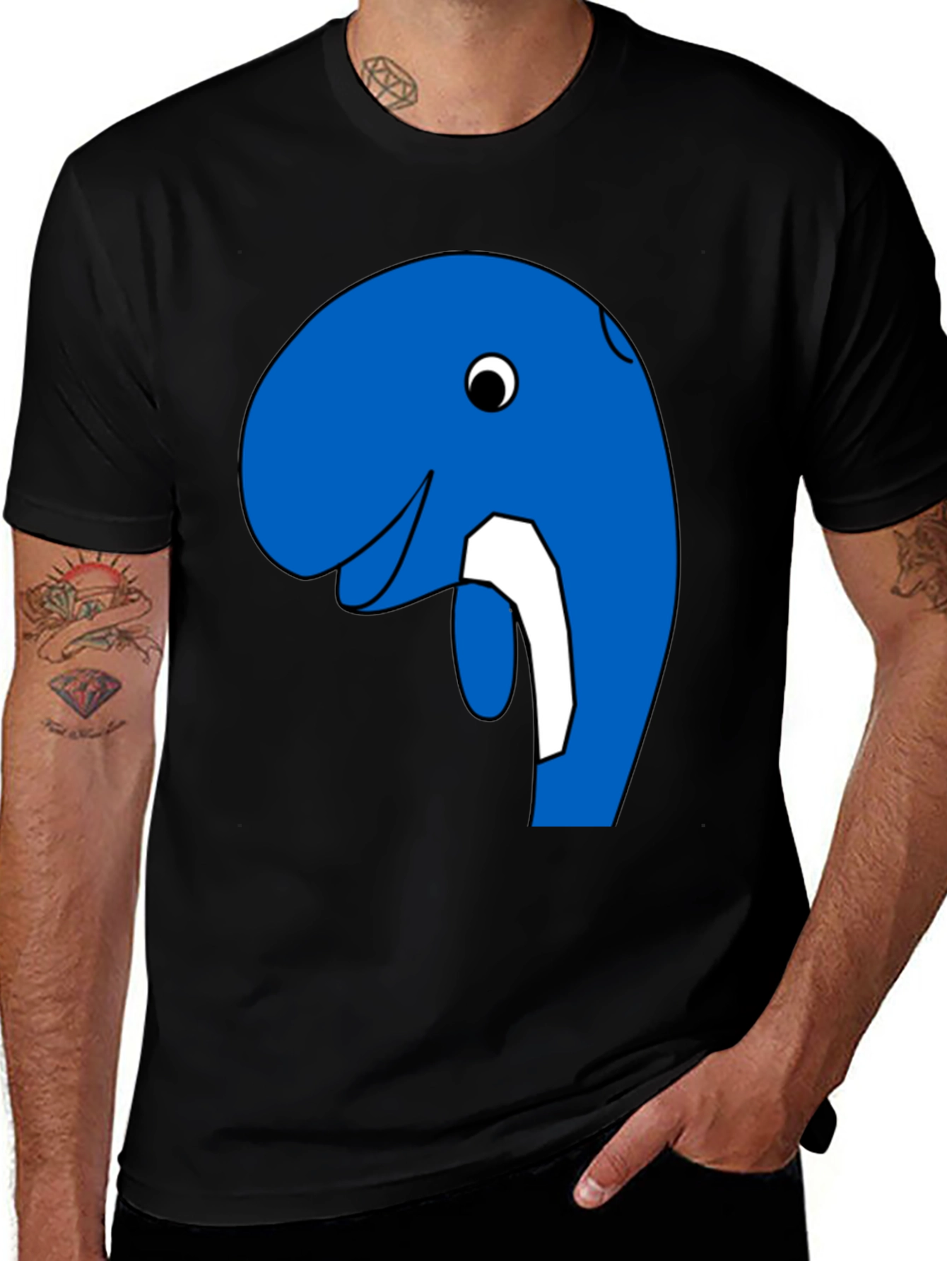 Blue Cartoon Animal Graphic Tee