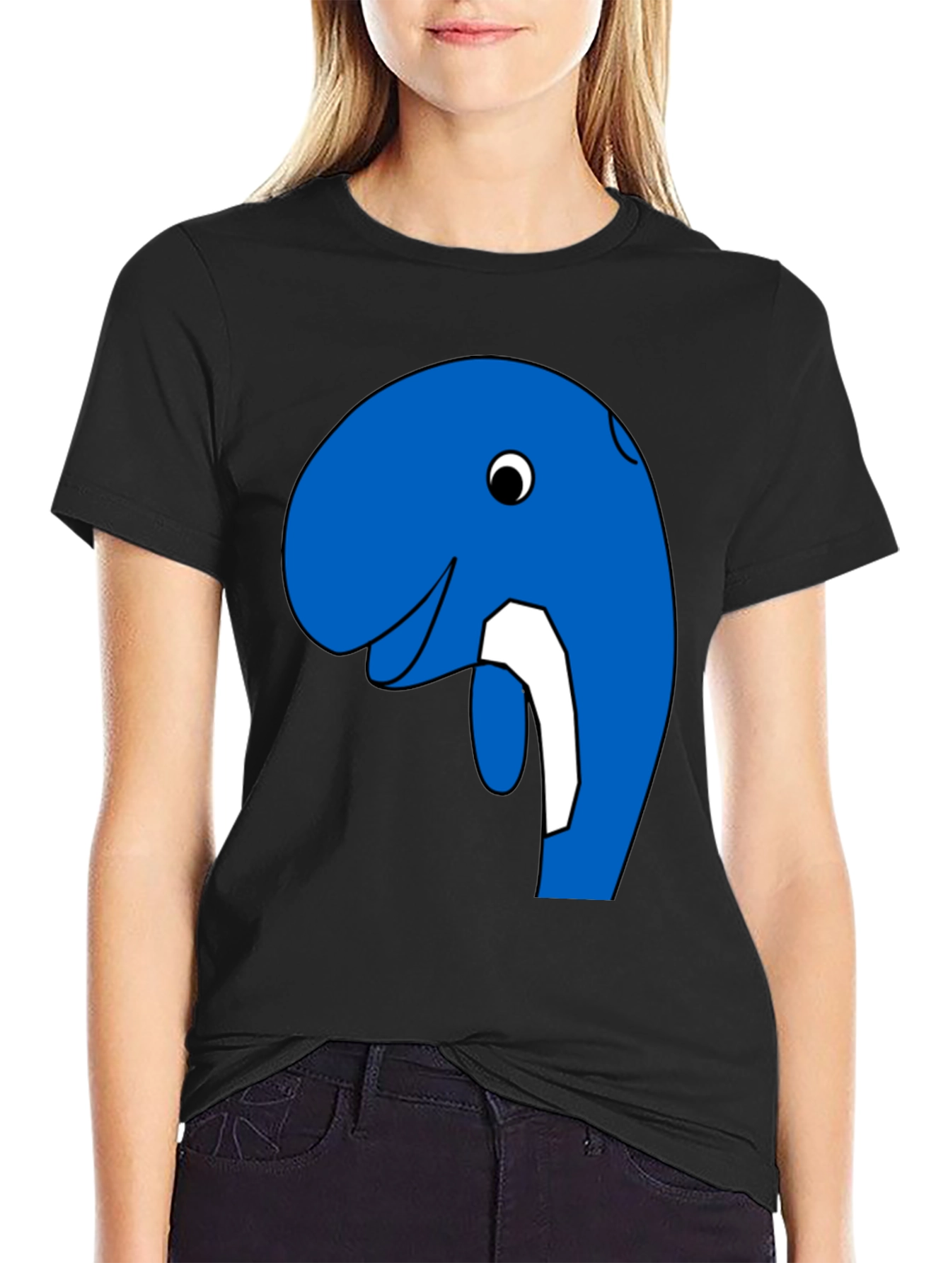 Blue Cartoon Animal Graphic Tee