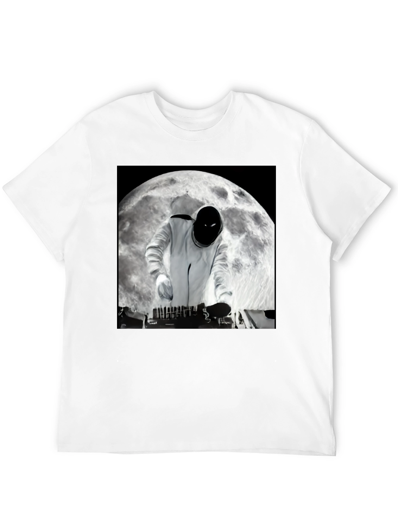 Astronaut DJ on the Moon Black T-Shirt