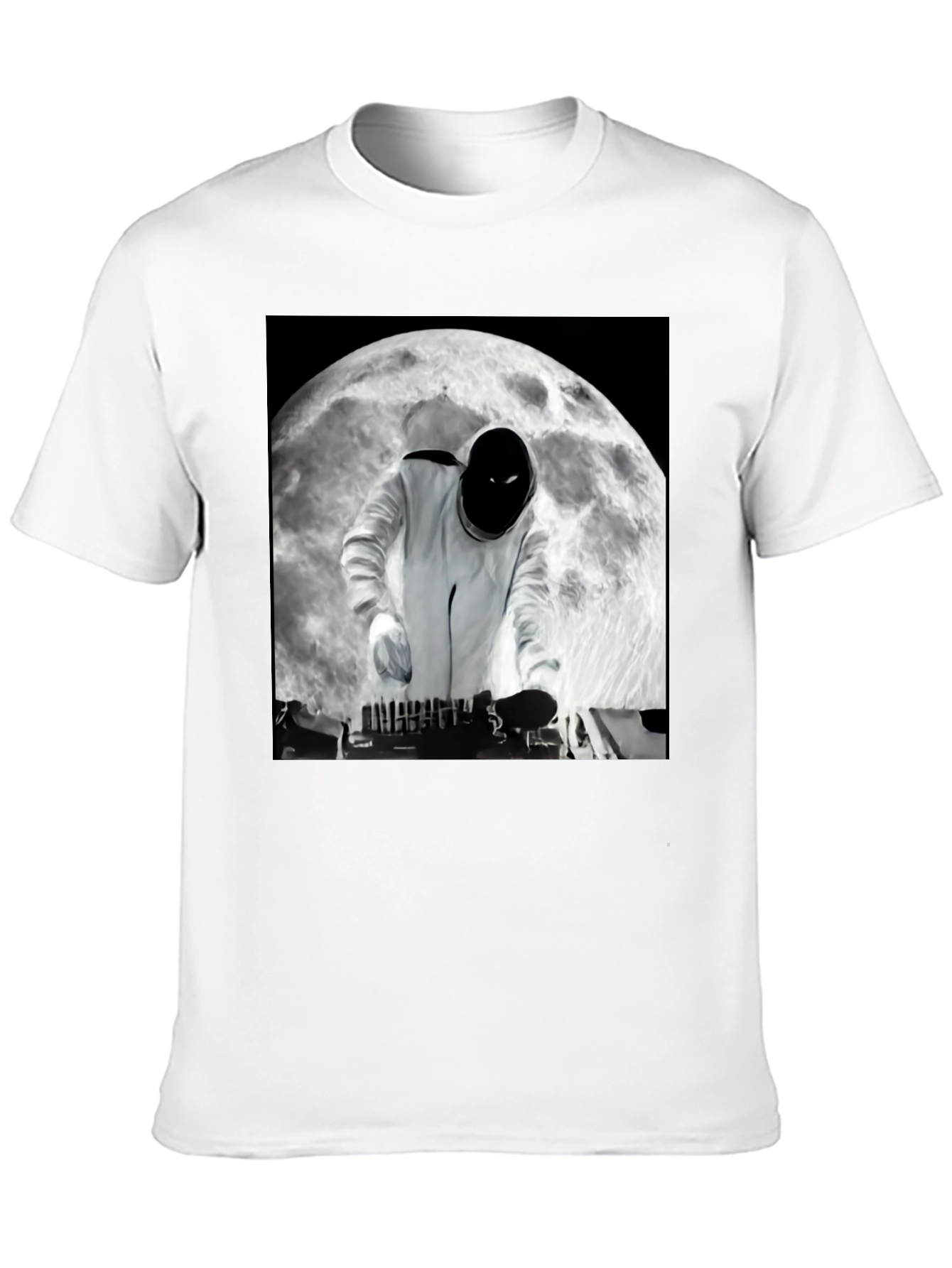 Astronaut DJ on the Moon Black T-Shirt