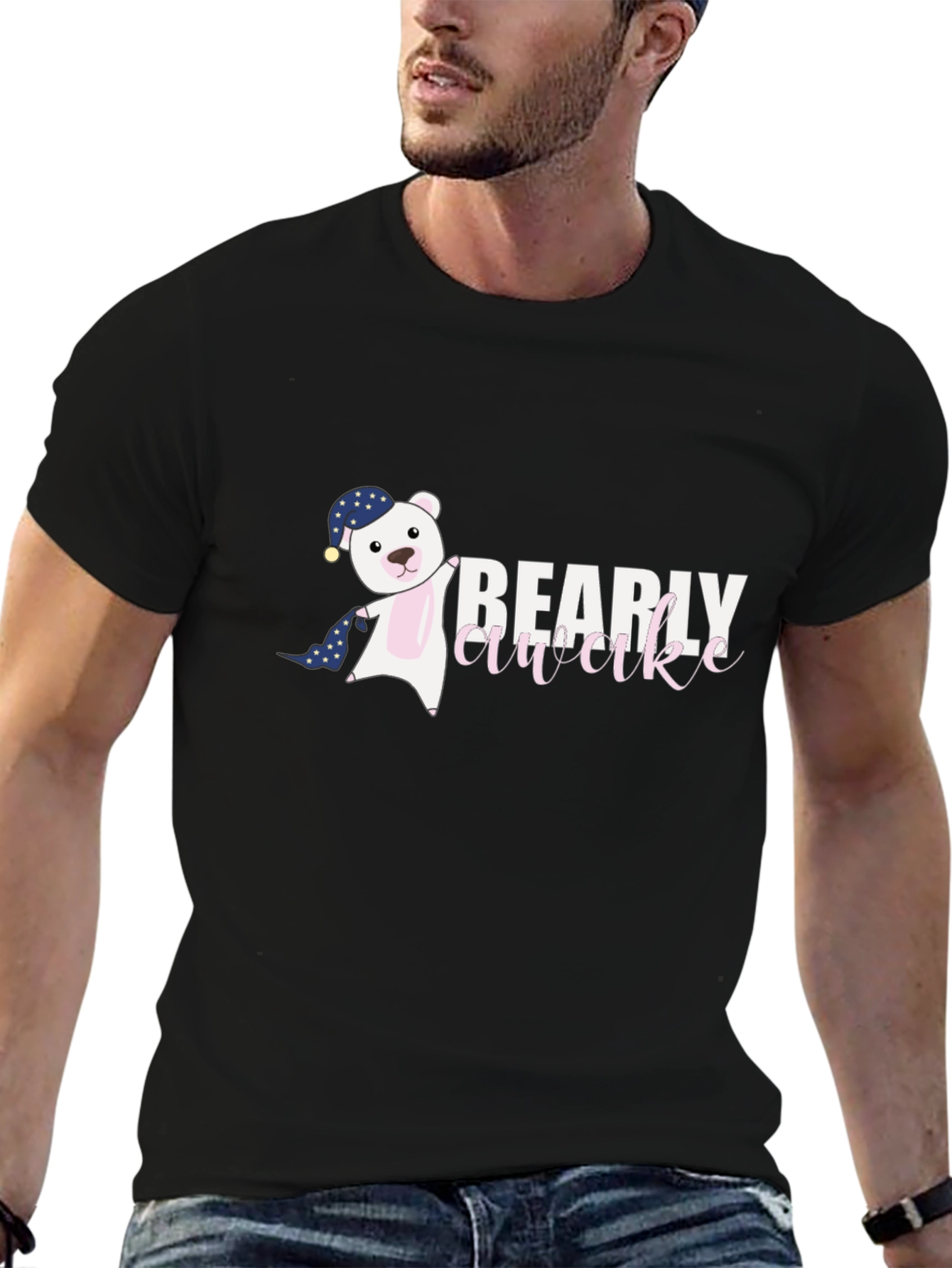 Bearly Awake Graphic T-Shirt - Mens Black Tee