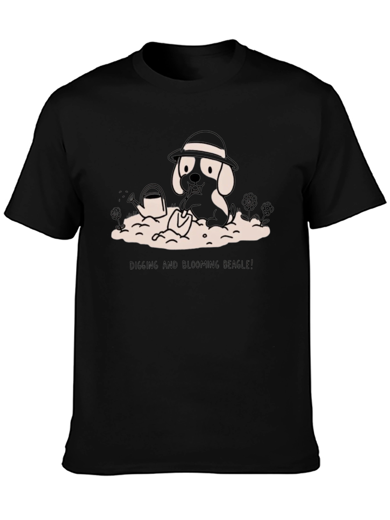 Digging Beagle Graphic Tee - Black Cotton T-Shirt