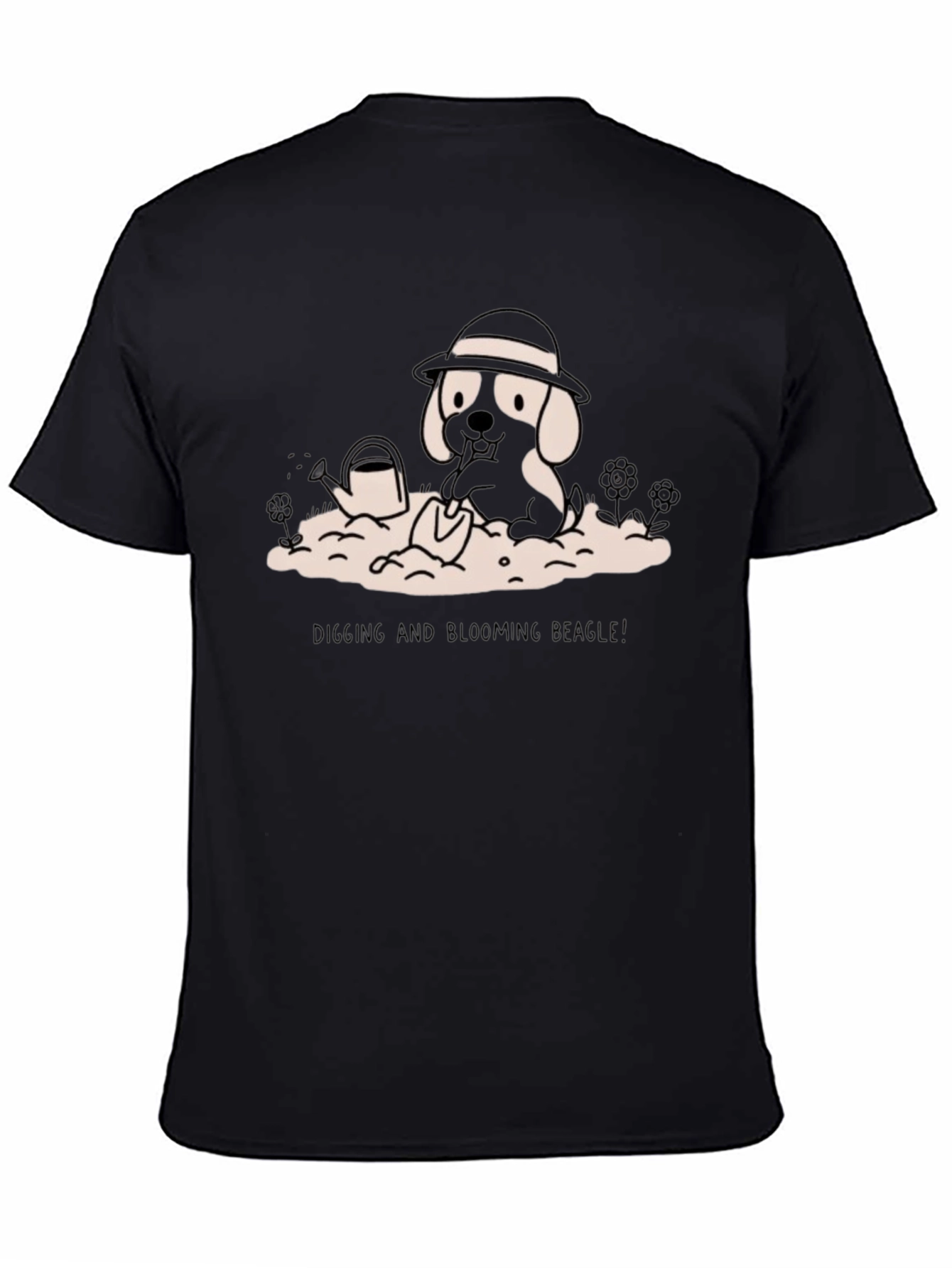 Digging Beagle Graphic Tee - Black Cotton T-Shirt