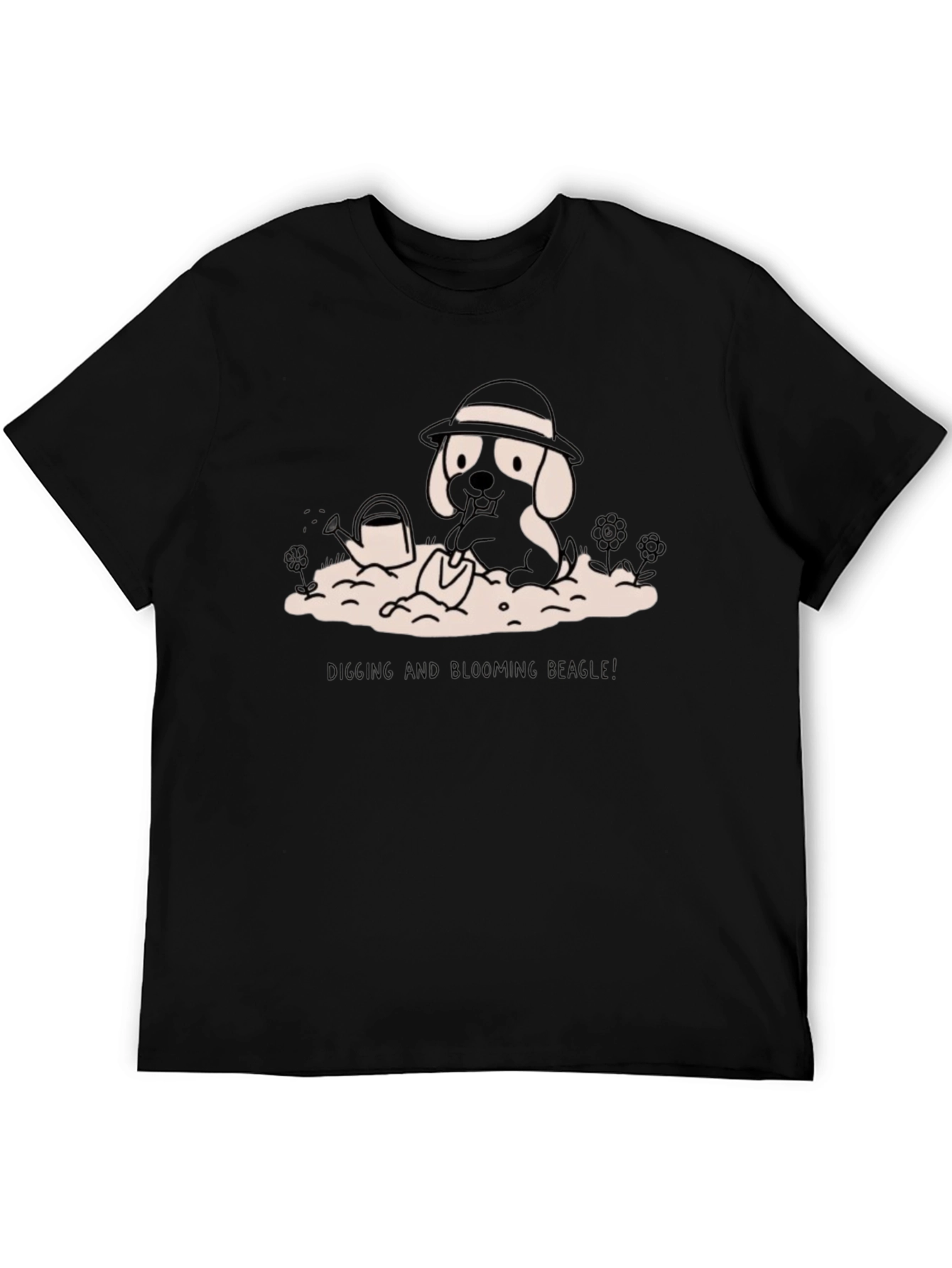 Digging Beagle Graphic Tee - Black Cotton T-Shirt