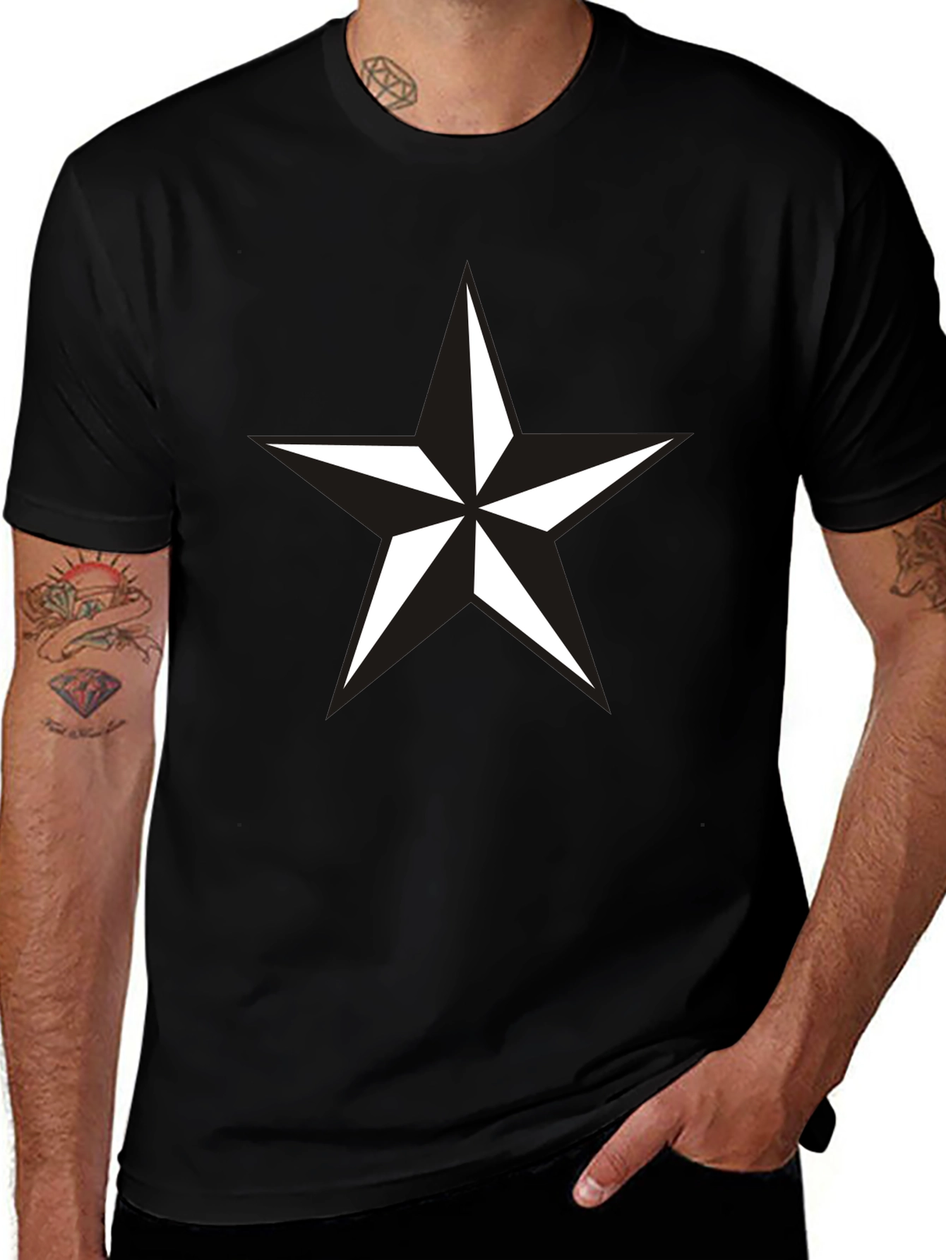 Black Star Graphic Mens T-Shirt
