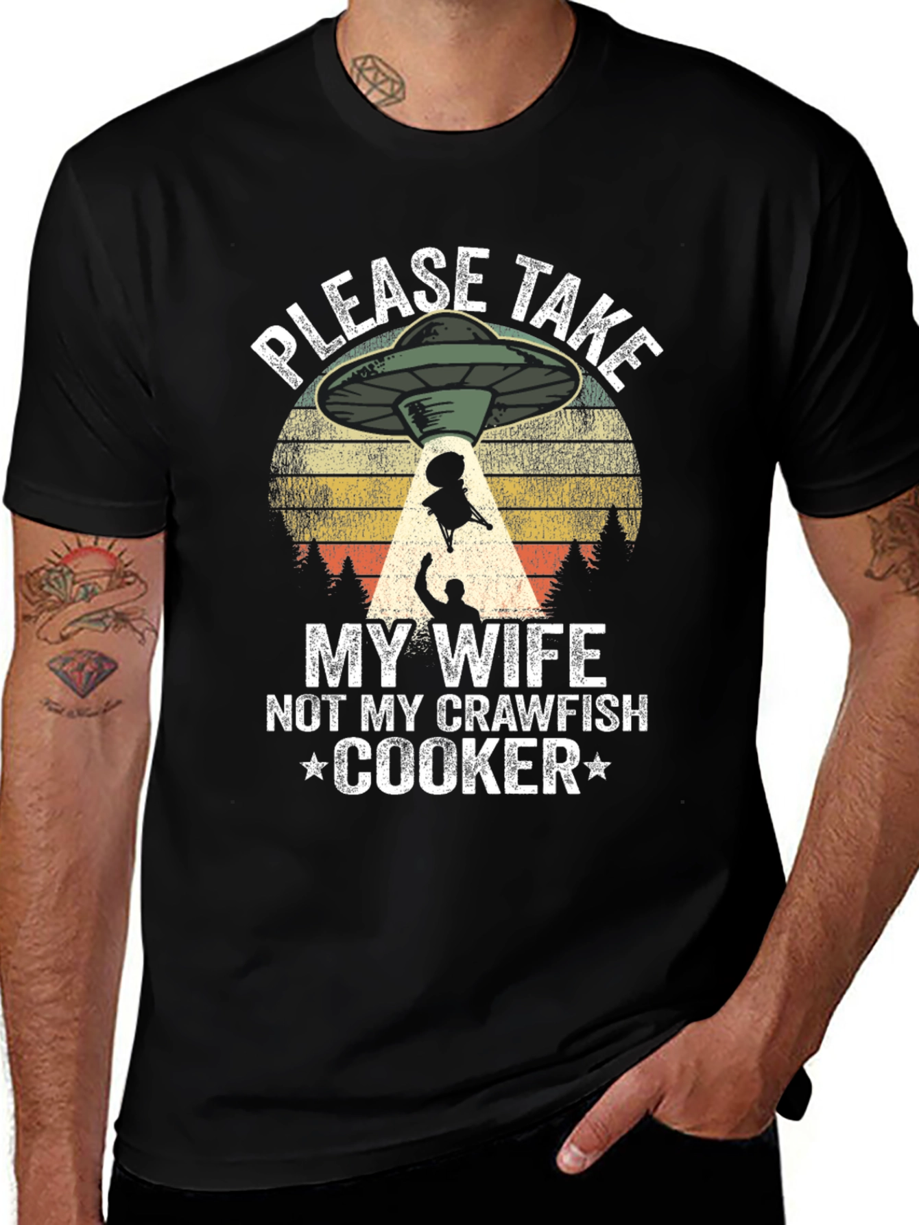 Funny Alien Abduction Crawfish Cooker T-Shirt