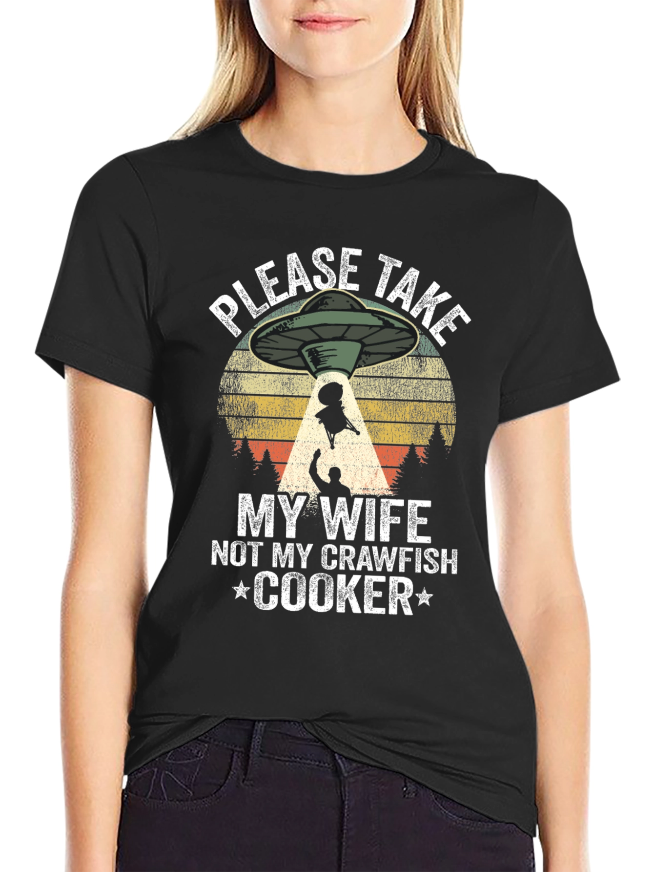 Funny Alien Abduction Crawfish Cooker T-Shirt