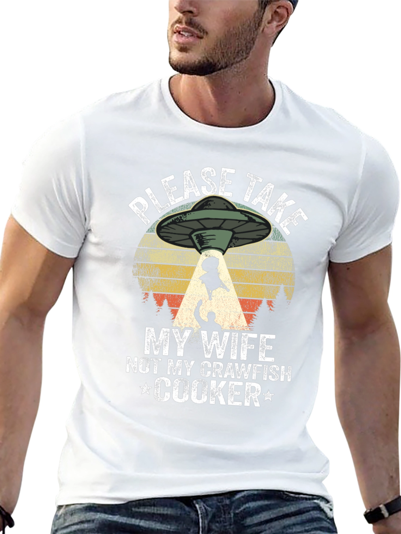 Funny Alien Abduction Crawfish Cooker T-Shirt