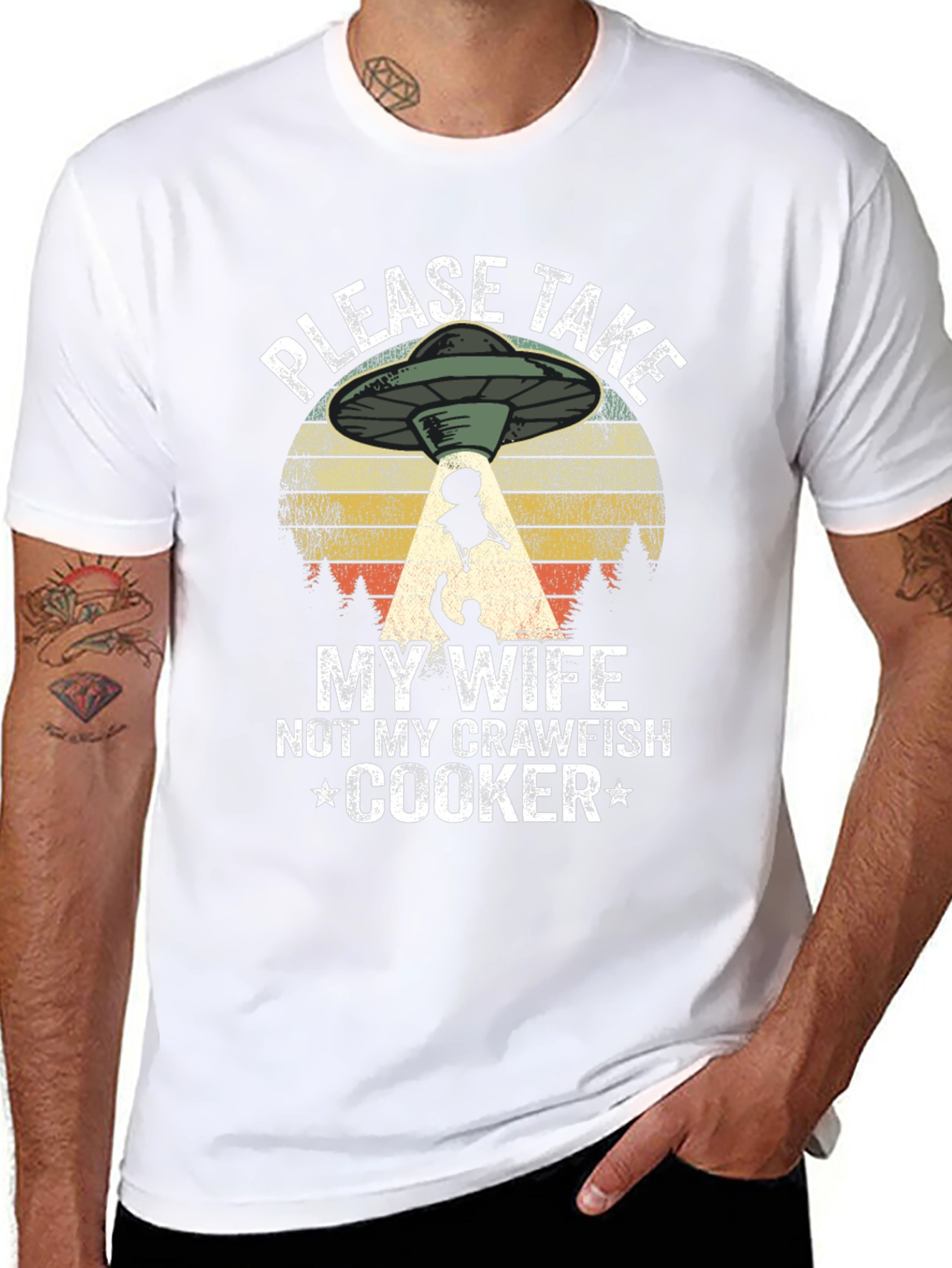 Funny Alien Abduction Crawfish Cooker T-Shirt