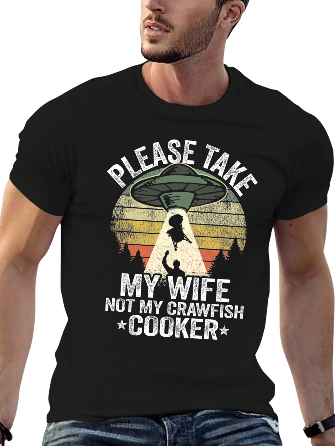 Funny Alien Abduction Crawfish Cooker T-Shirt