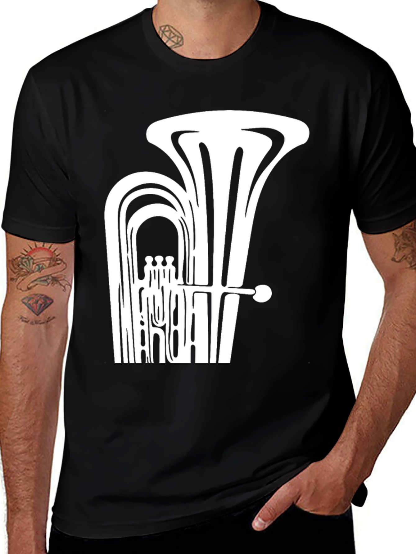 Tuba Graphic T-Shirt - Black Music Lover Tee