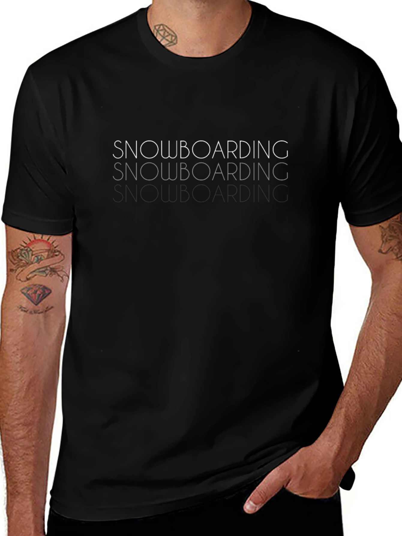 Snowboarding Graphic Tee | Black Crew Neck T-Shirt