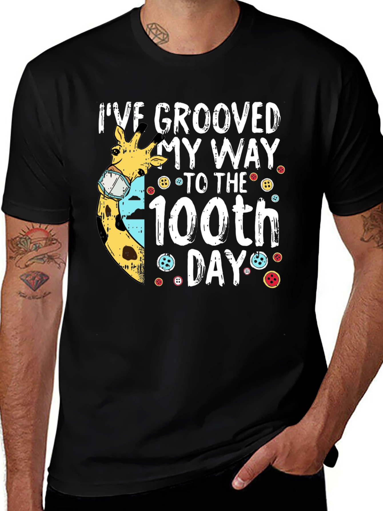 Groovy 100th Day Giraffe Tee
