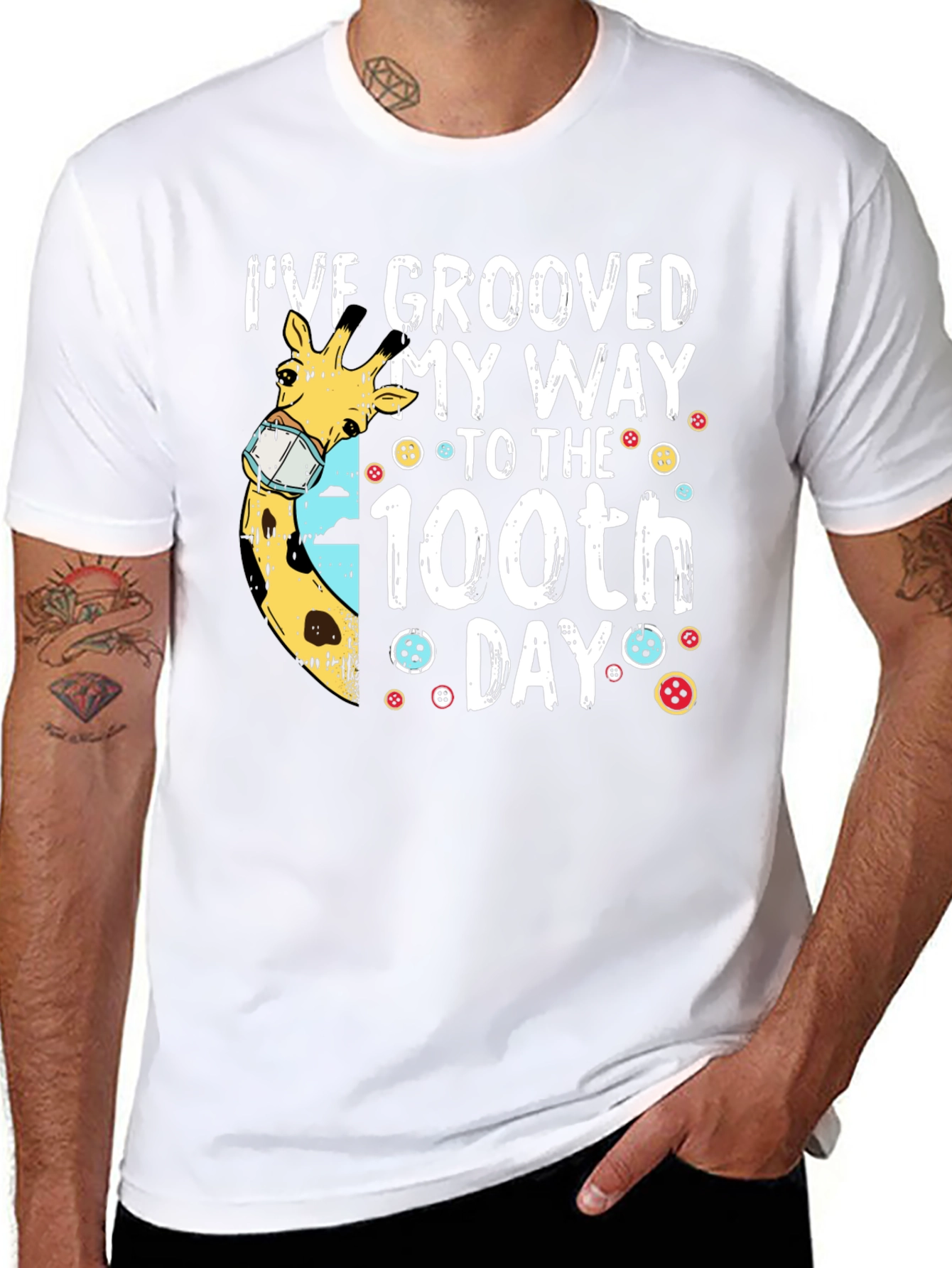 Groovy 100th Day Giraffe Tee