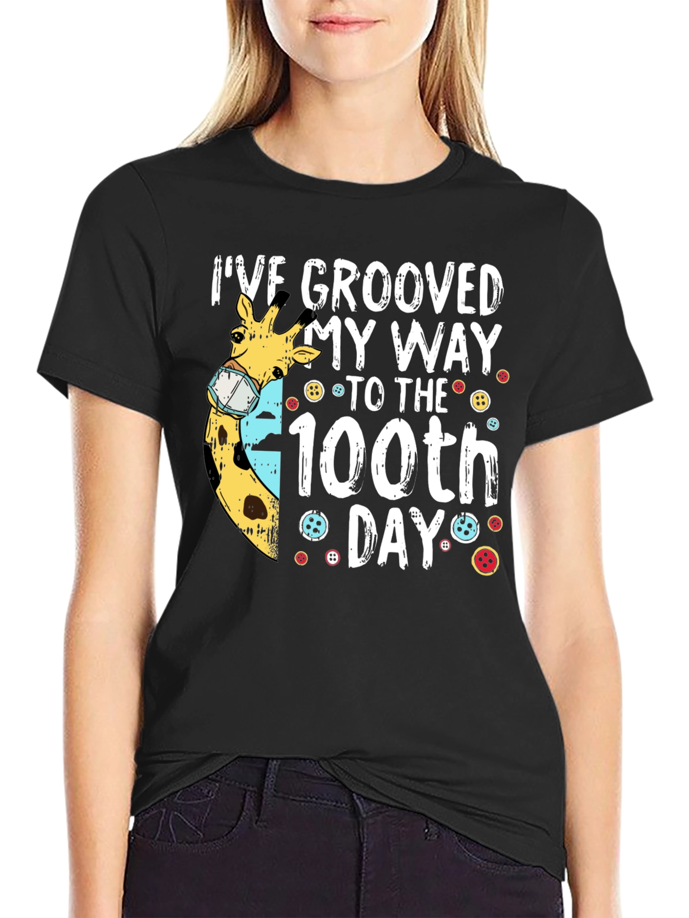 Groovy 100th Day Giraffe Tee