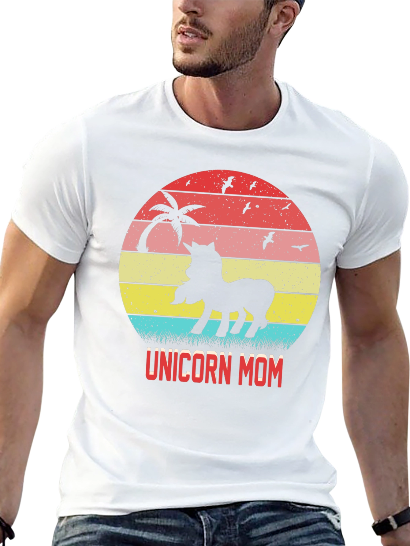 Unicorn Mom Retro Sunset Graphic T-Shirt