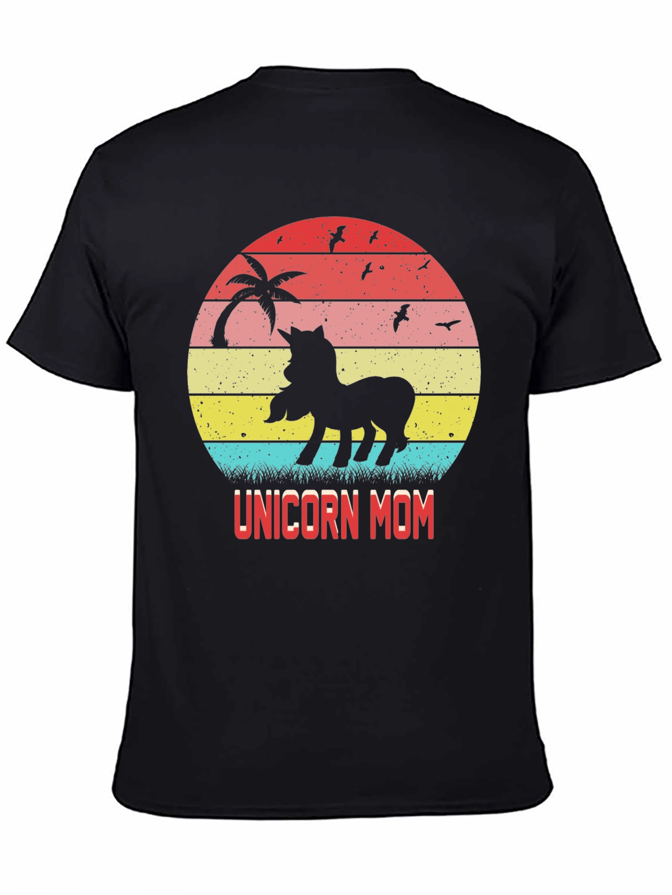 Unicorn Mom Retro Sunset Graphic T-Shirt