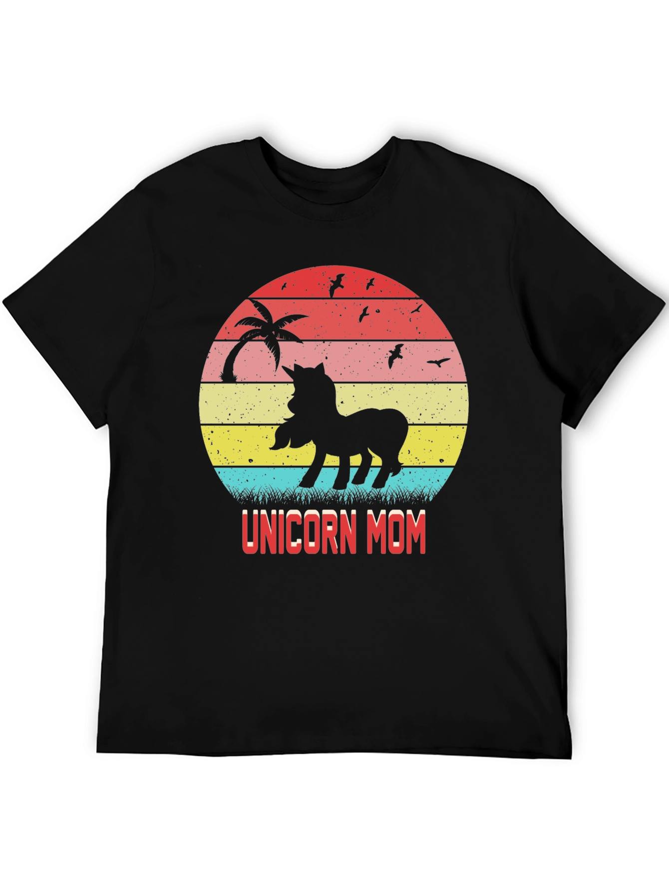 Unicorn Mom Retro Sunset Graphic T-Shirt