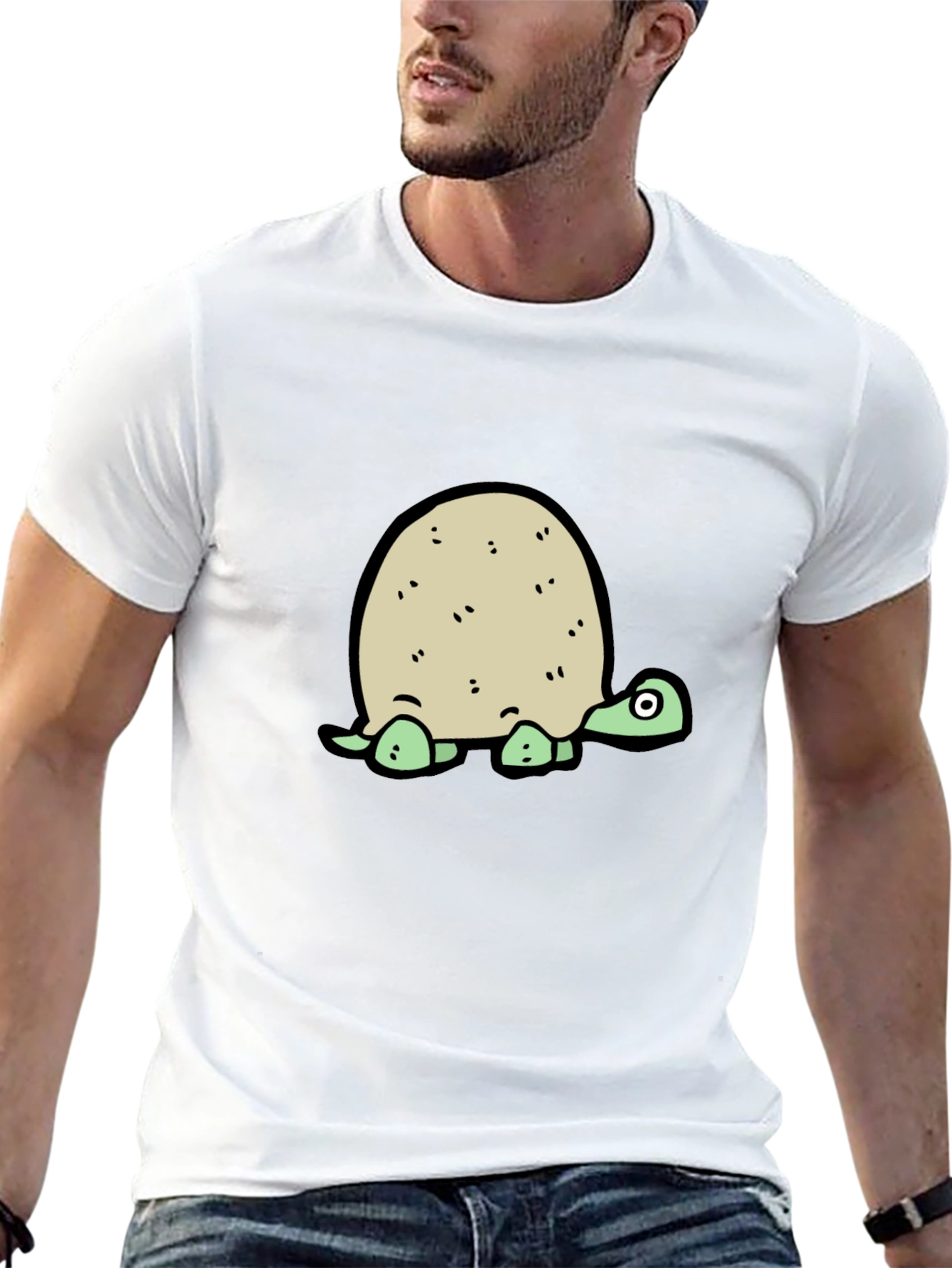 Cartoon Turtle Graphic Tee - Black T-Shirt