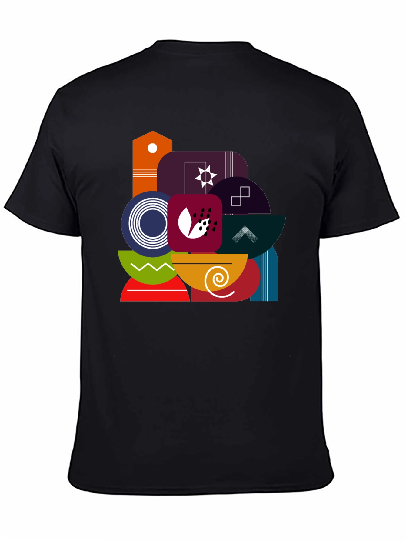 Abstract Geometric Graphic Black Tee
