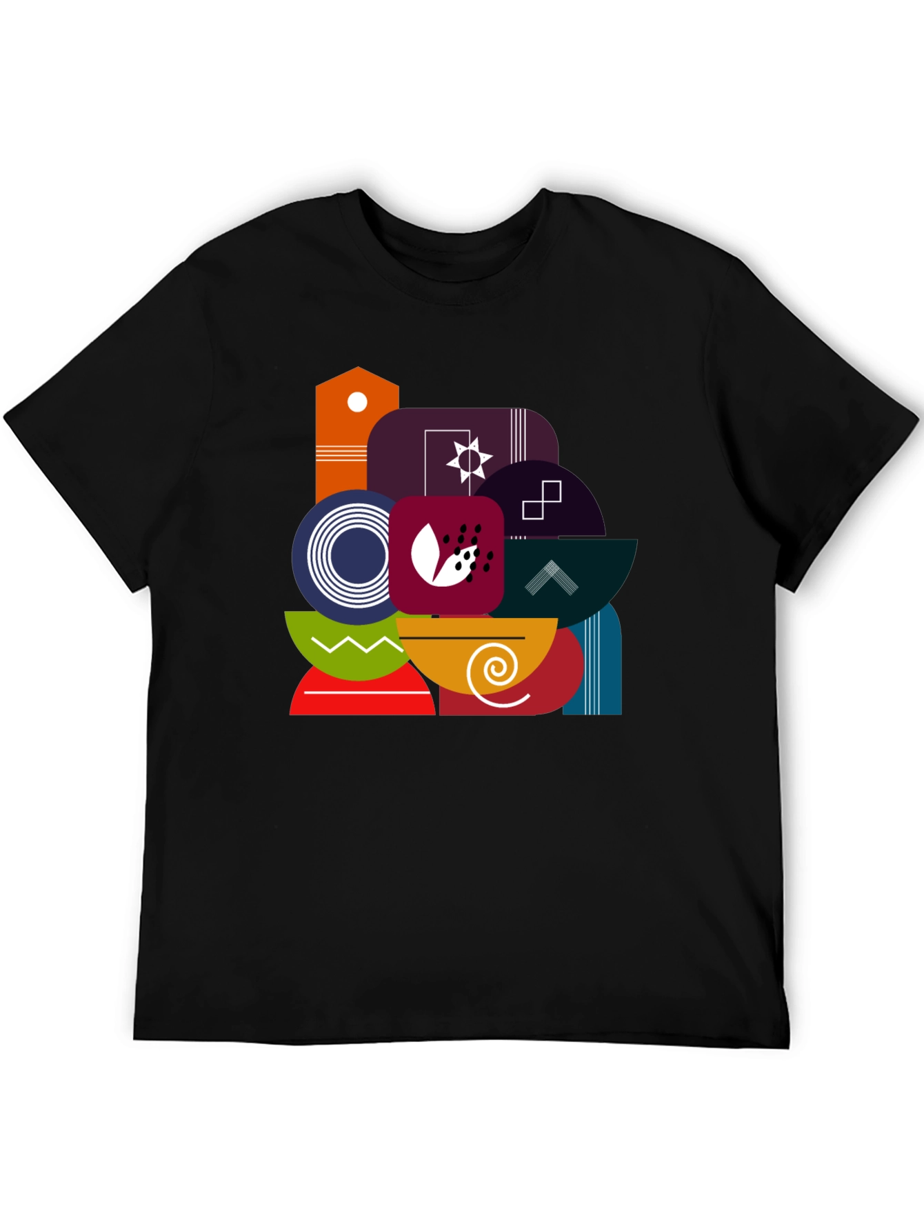 Abstract Geometric Graphic Black Tee