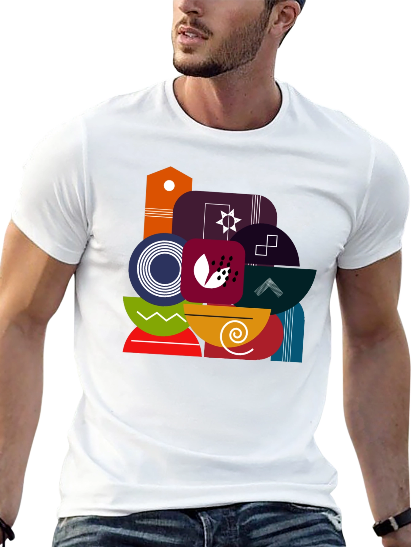 Abstract Geometric Graphic Black Tee