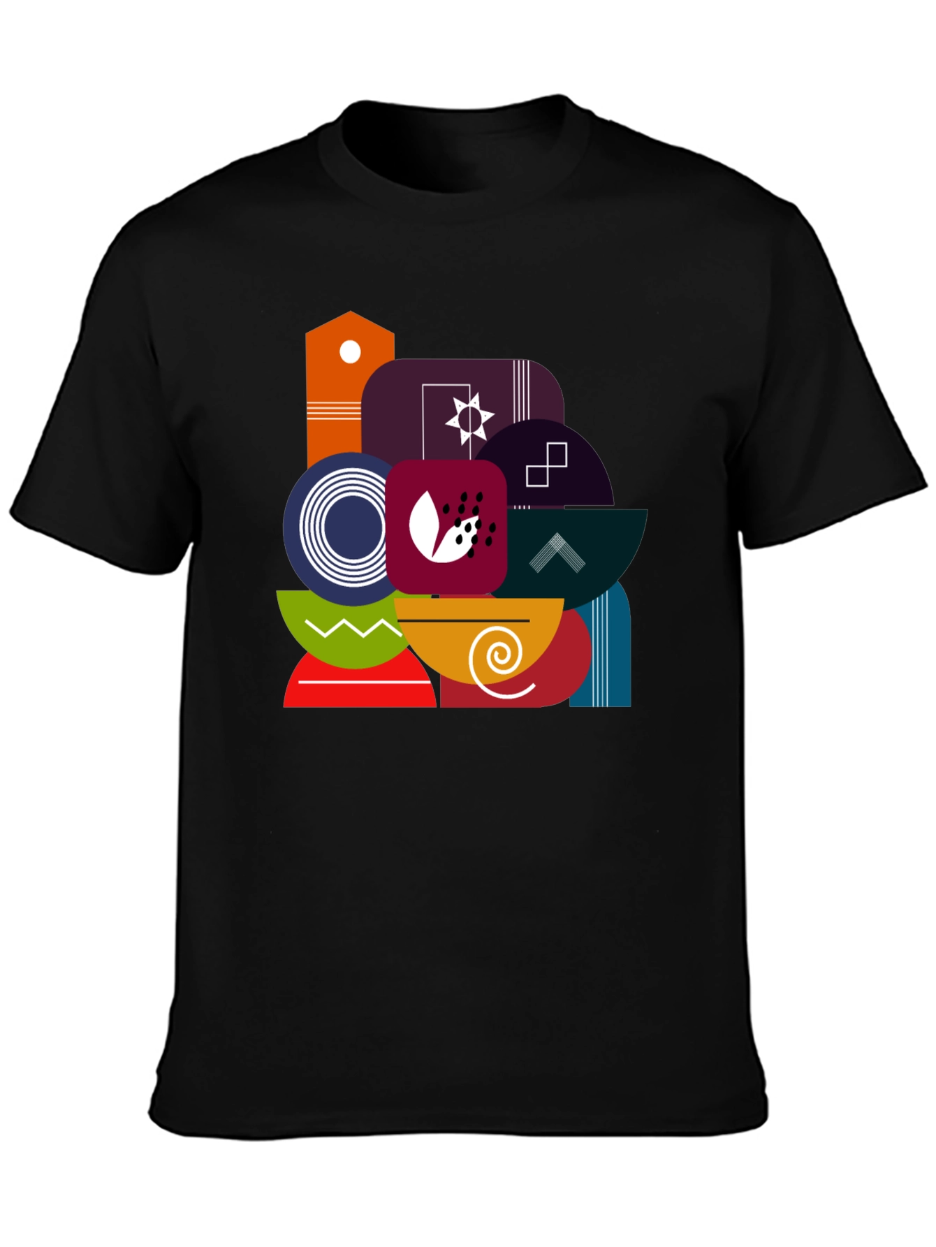 Abstract Geometric Graphic Black Tee