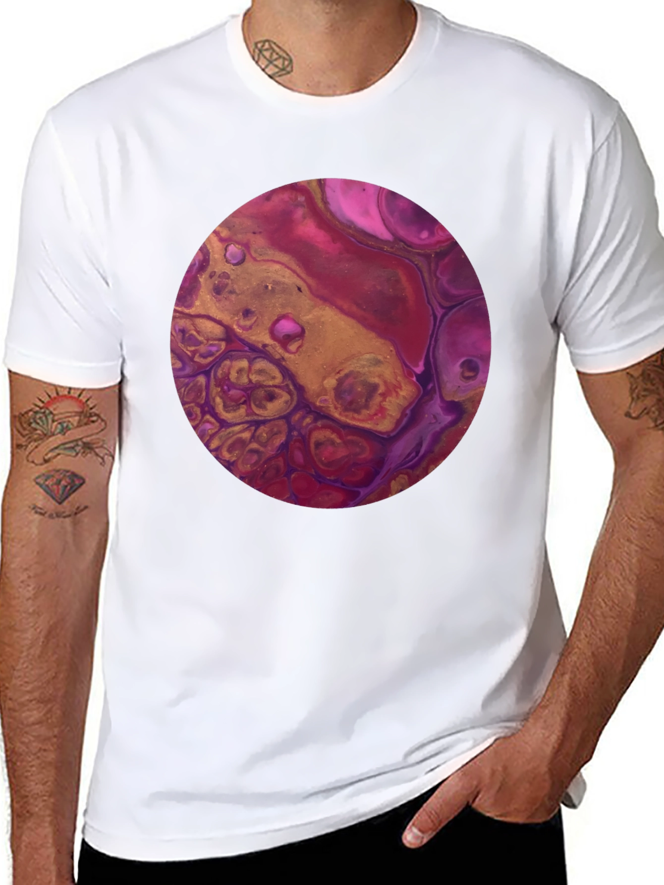 Abstract Art Circle Graphic Tee - Black