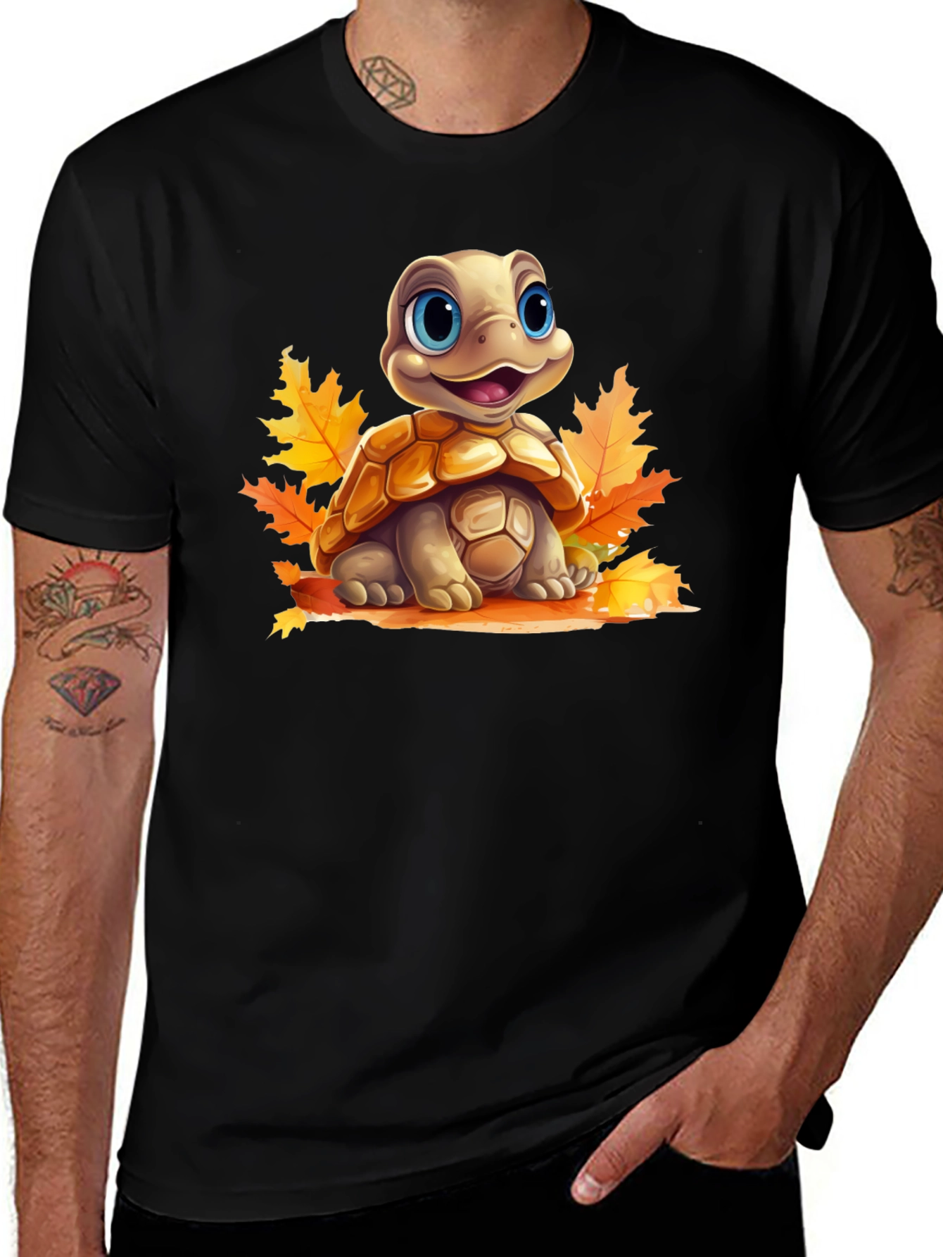 Turtle in Leaves Graphic Tee