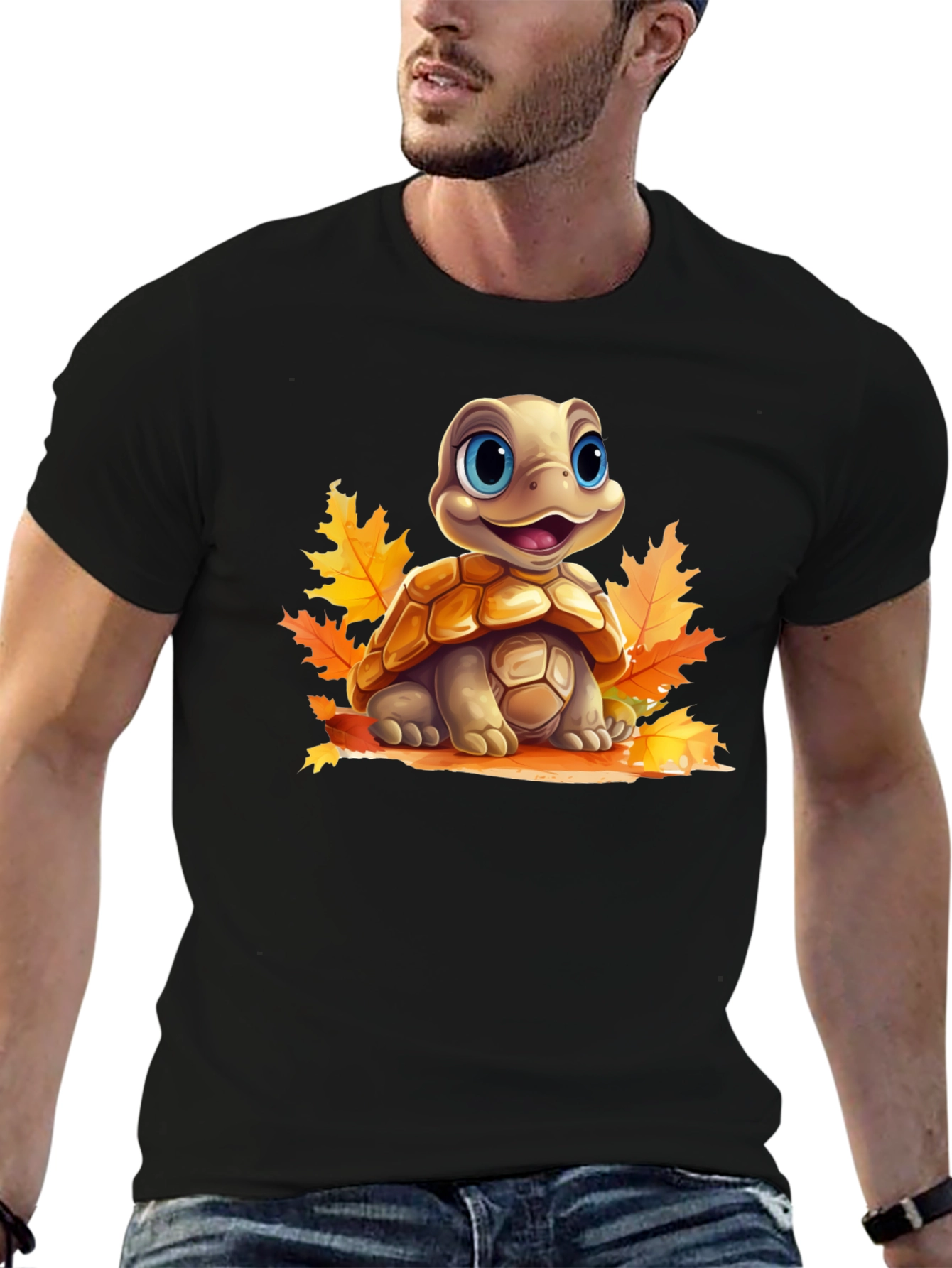 Turtle in Leaves Graphic Tee