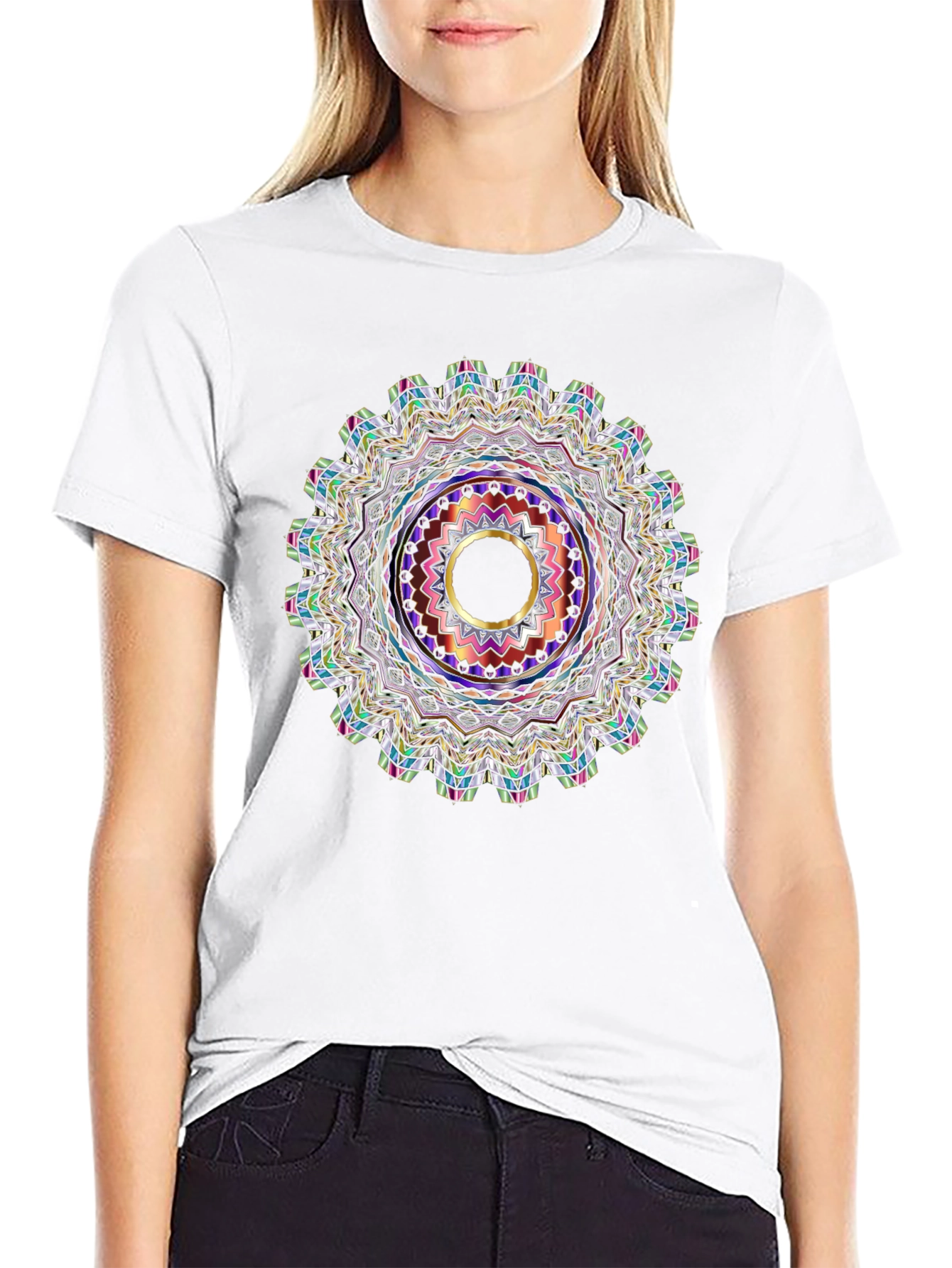 Black Tee with Mandala Graphic