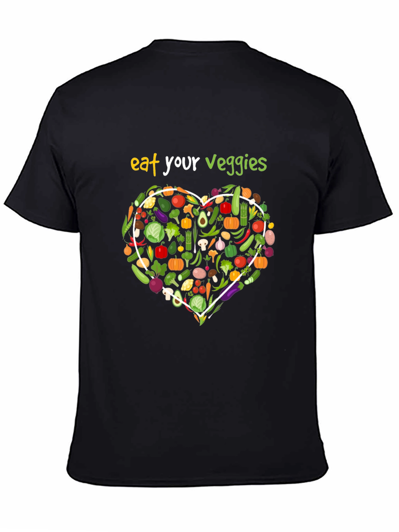 Eat Your Veggies Black Graphic T-Shirt