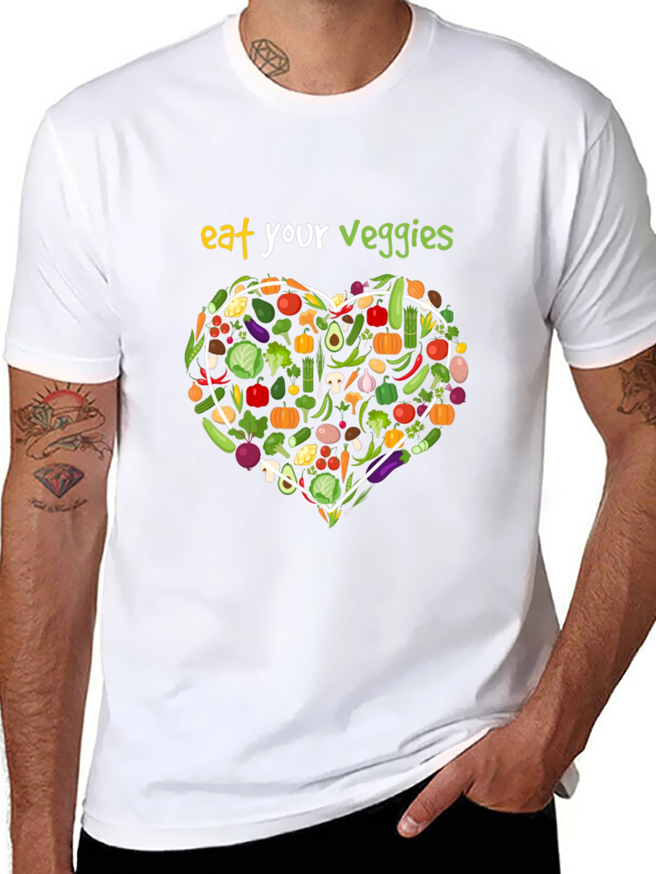 Eat Your Veggies Black Graphic T-Shirt
