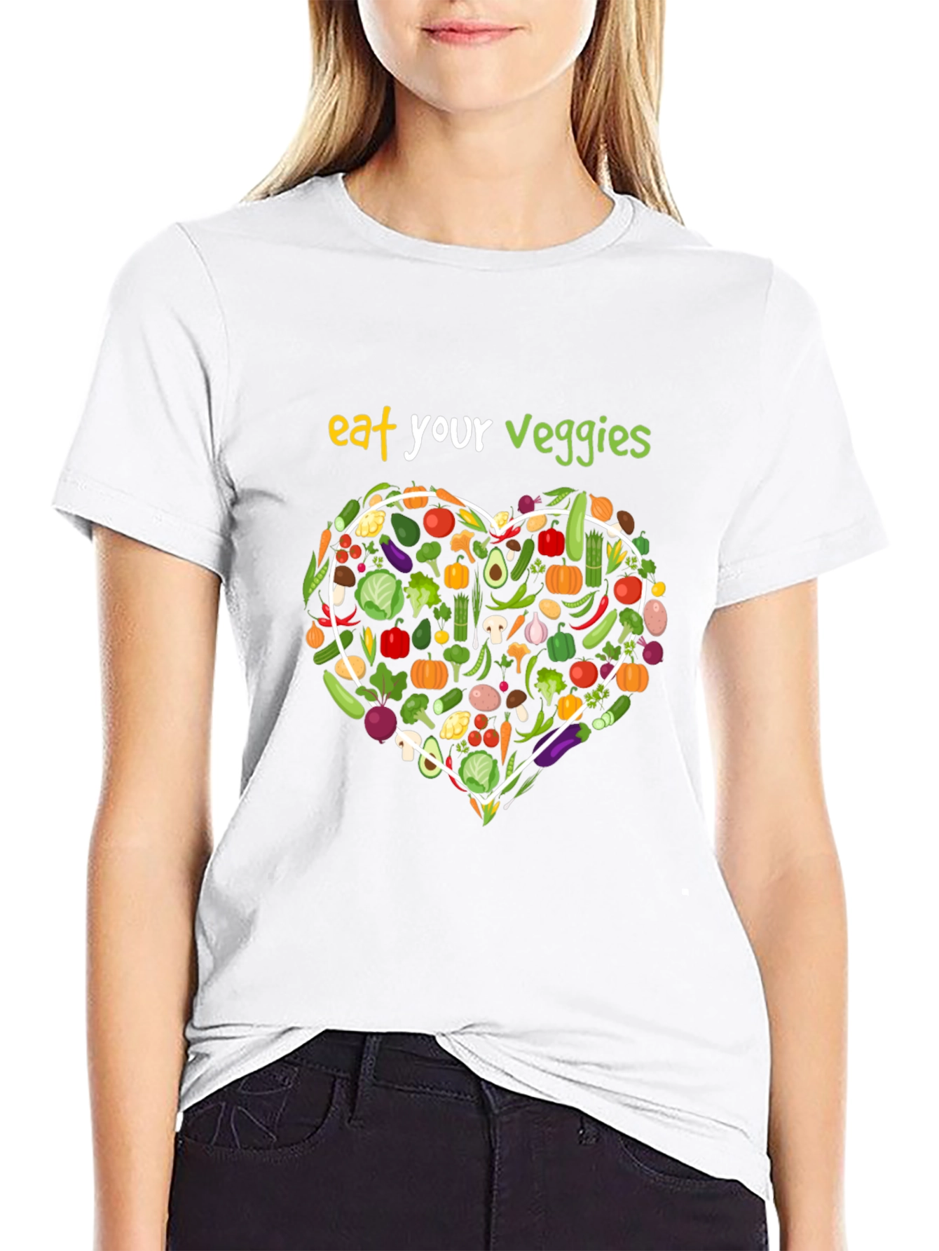 Eat Your Veggies Black Graphic T-Shirt