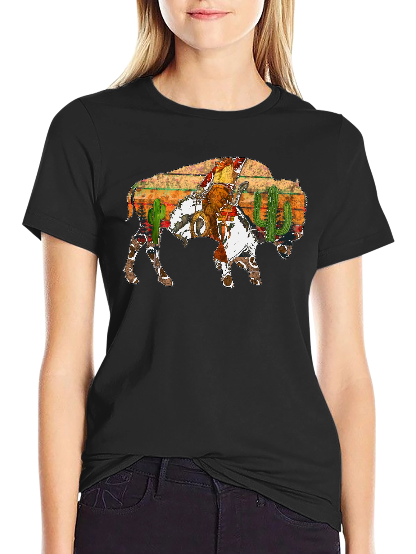 Buffalo Cowboy Graphic Tee - Western Style Shirt