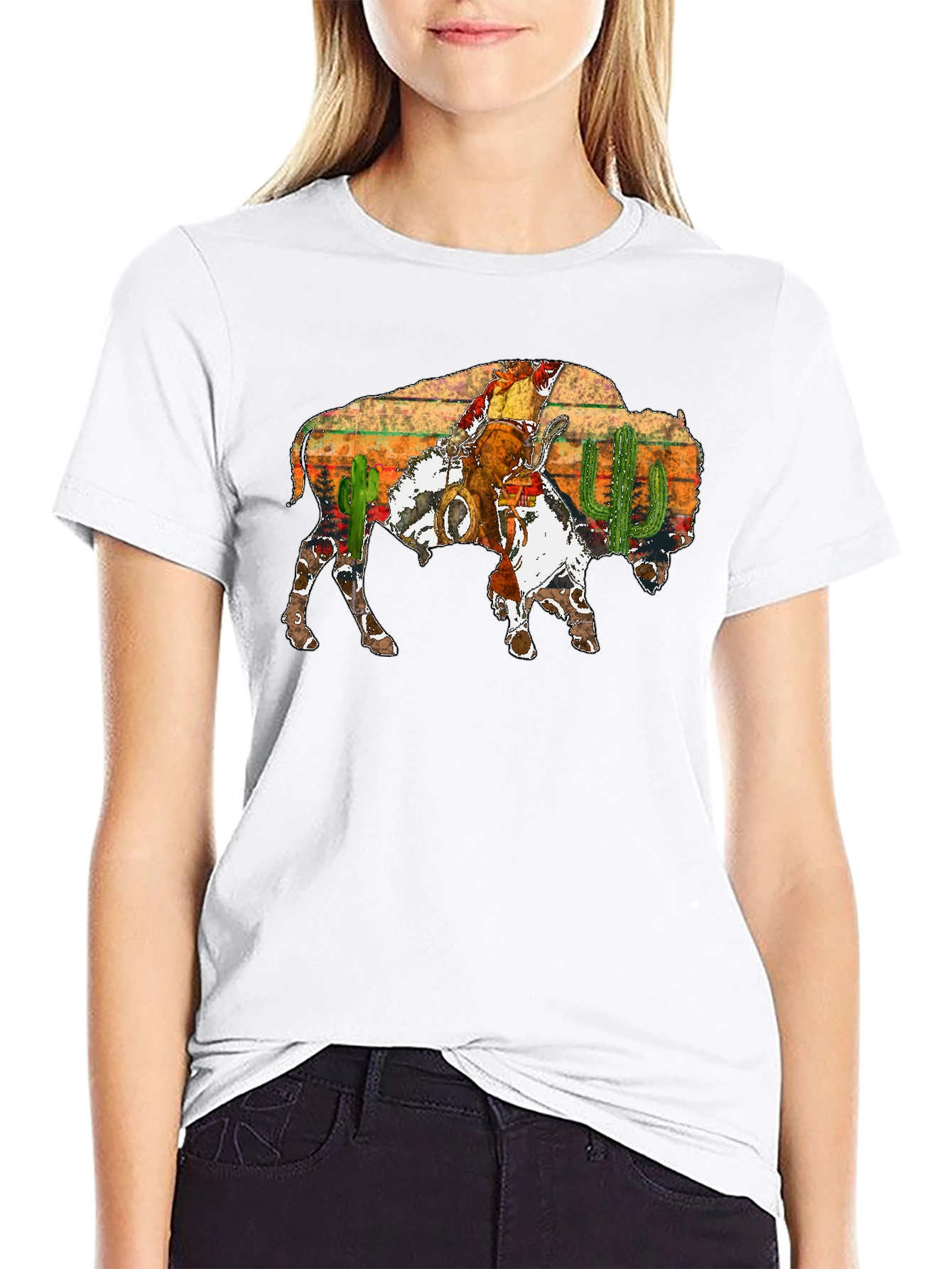 Buffalo Cowboy Graphic Tee - Western Style Shirt