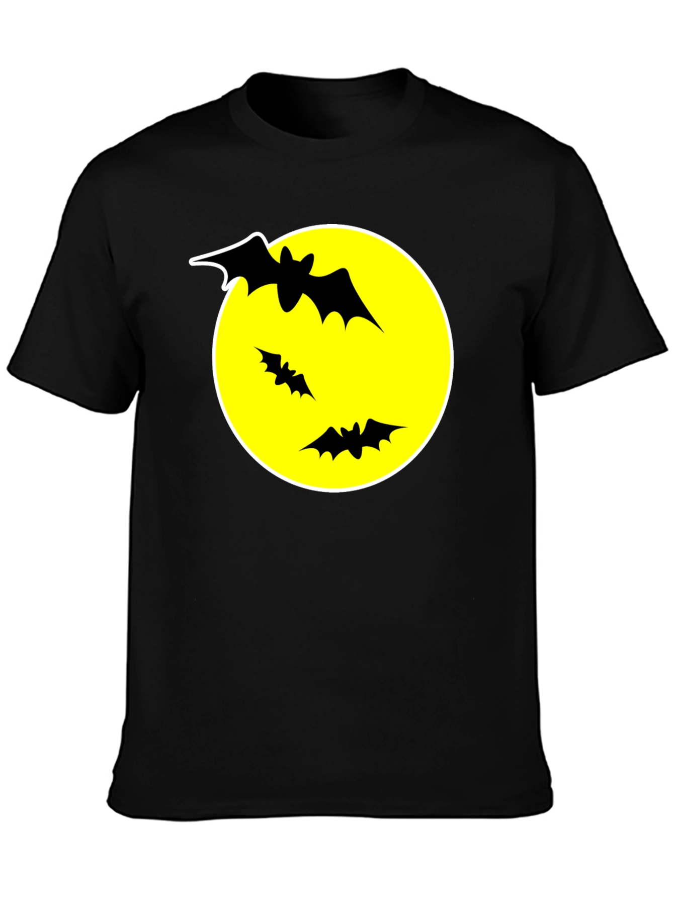 Bats and Moon Graphic T-Shirt - Black