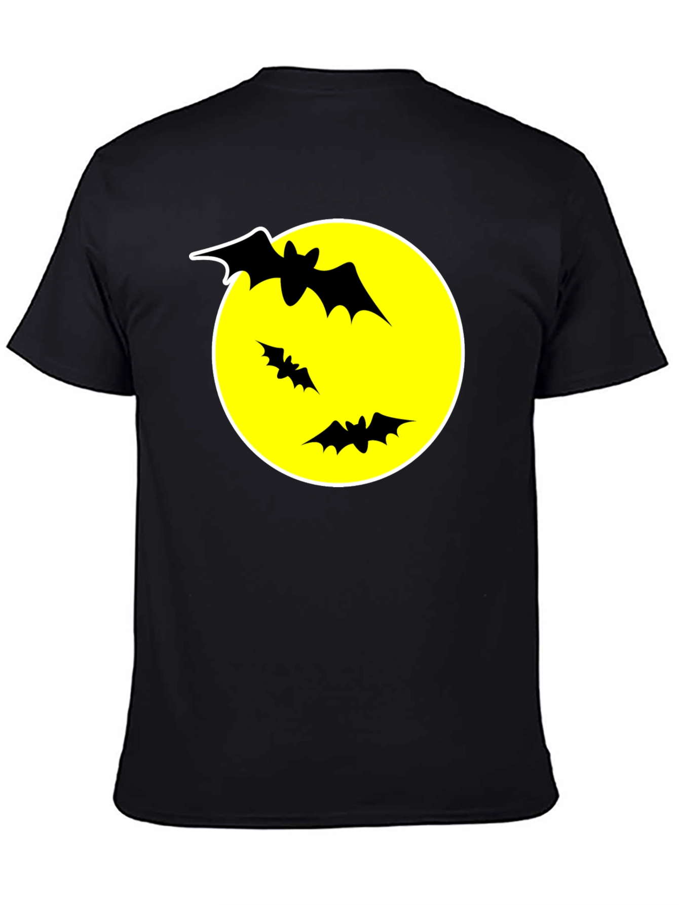 Bats and Moon Graphic T-Shirt - Black