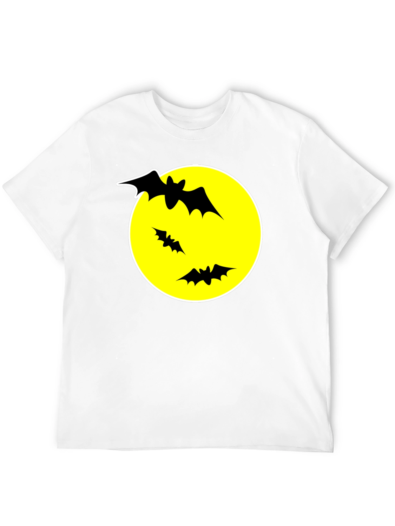 Bats and Moon Graphic T-Shirt - Black