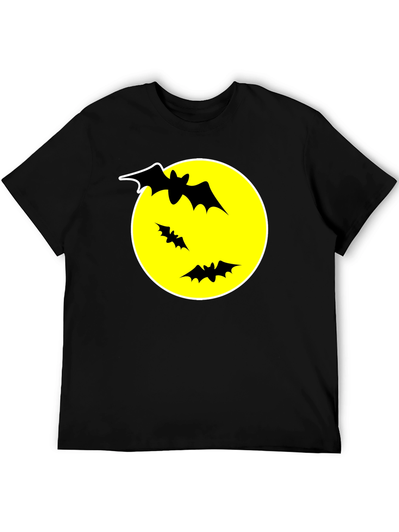 Bats and Moon Graphic T-Shirt - Black