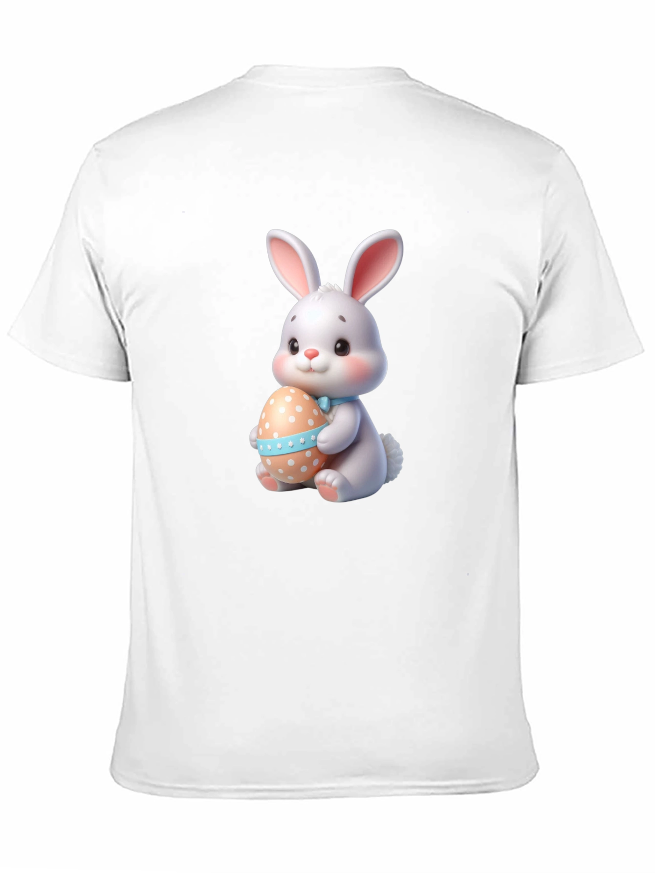 Cute Easter Bunny Holding Egg - Black T-Shirt