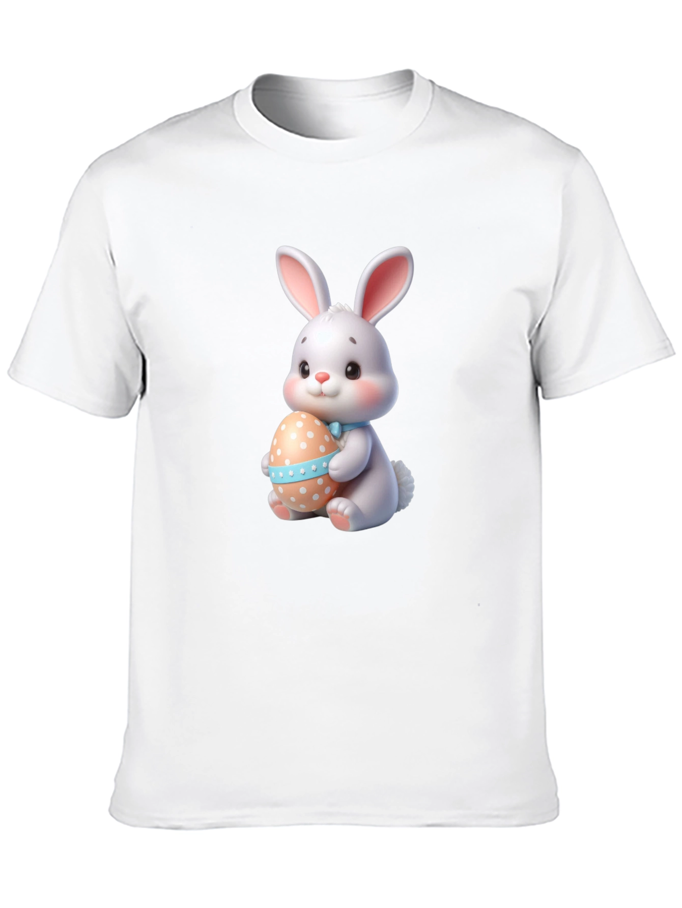 Cute Easter Bunny Holding Egg - Black T-Shirt