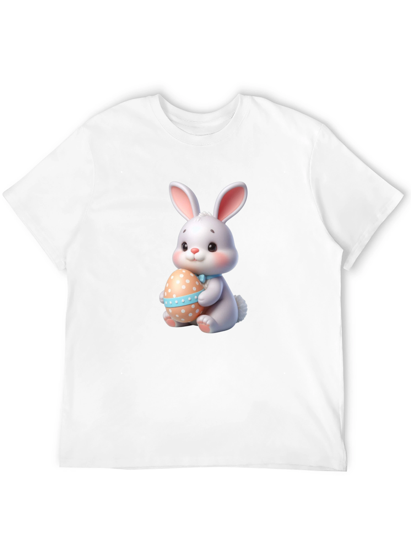 Cute Easter Bunny Holding Egg - Black T-Shirt